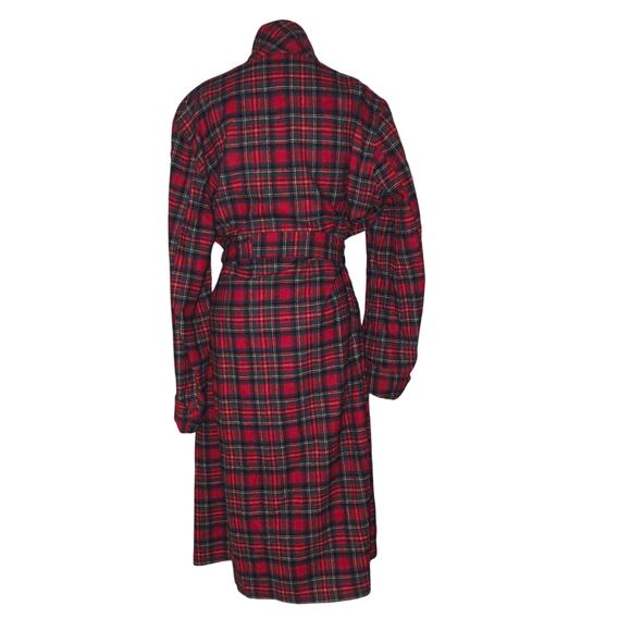 Vintage 1970s Pendleton 100% Wool Long Coat Tartan Plaid Christmas Red USA Made - Picture 4 of 10
